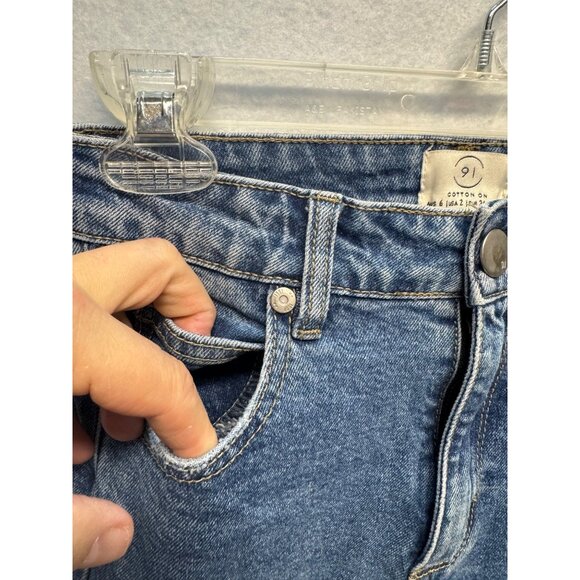 Cotton On 91 Womens Mid-Rise Blue Denim Jeans Size 2 Distressed Hem Casual - Picture 3 of 10